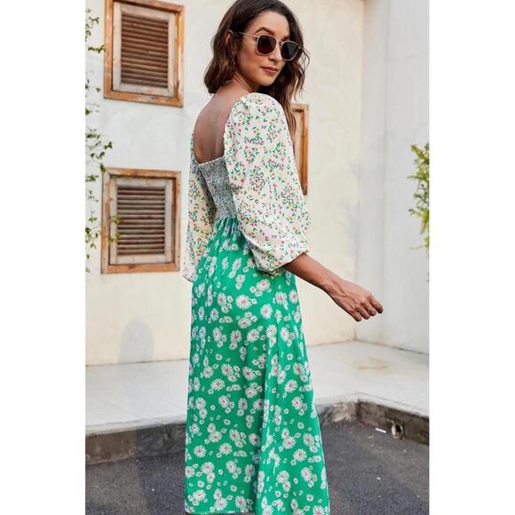 RIXO x Target Green Daisy Floral Puff Sleeve Midi Swing Dress Women’s size 4 - Picture 13 of 15